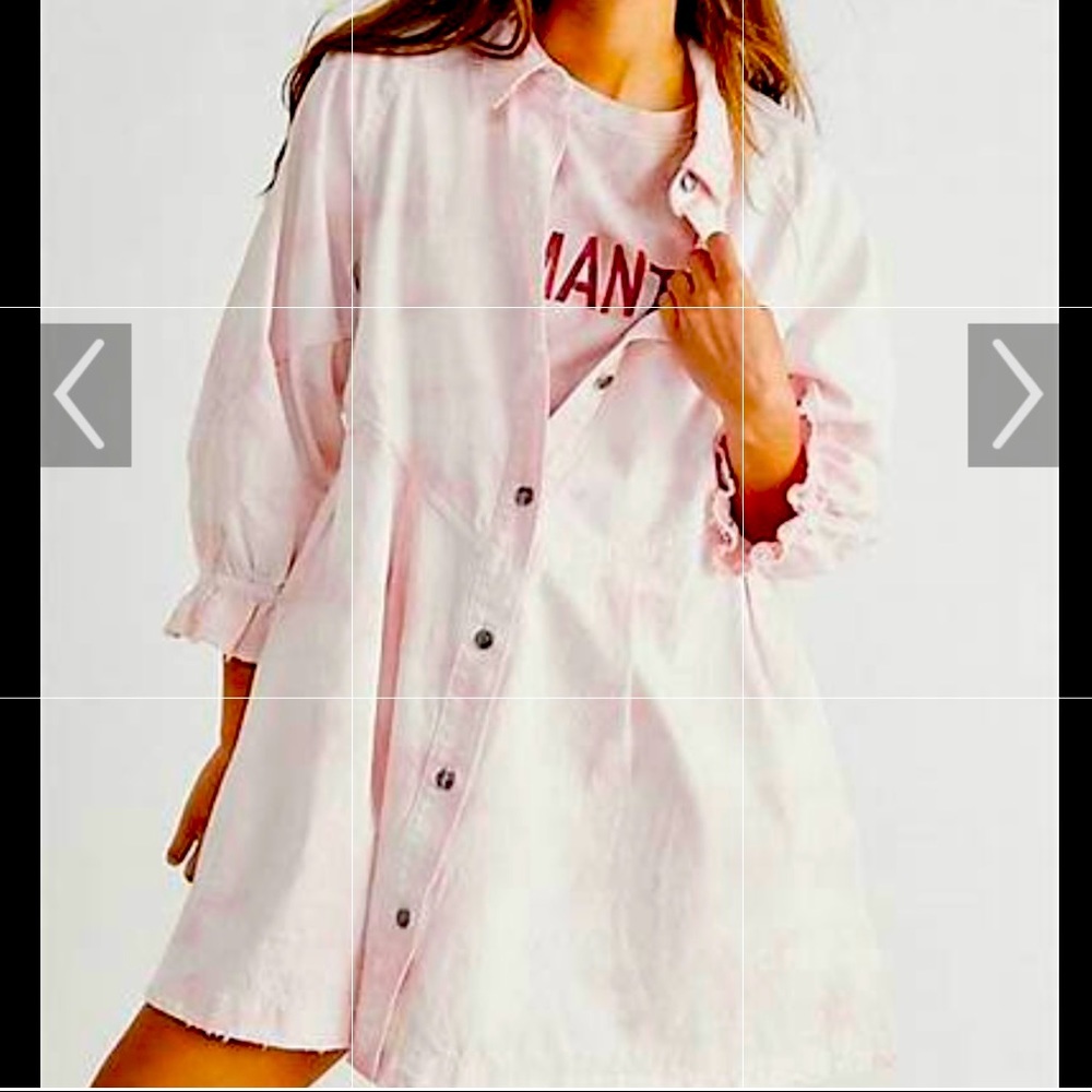 Free People Hannah Denim Mini Dress - Light Pink Tie Dye